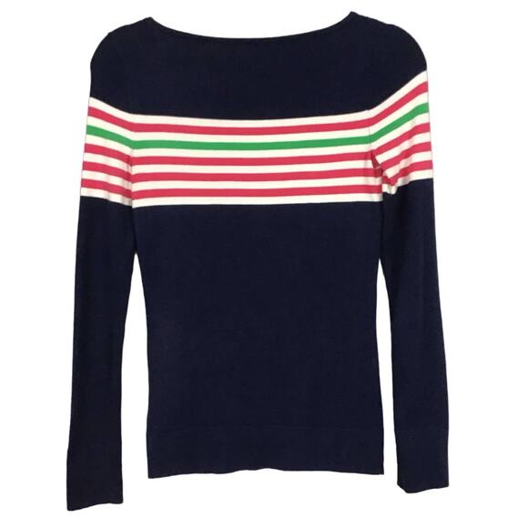 Lilly Pulitzer Maria Boatneck Sweater Navy Blue Worth Pink White Stripe sz XS - Picture 4 of 10